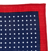 Dark Blue & Red Dot Wool Pocket Square 26cm